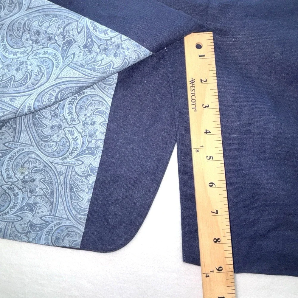Lauren Ralph Lauren Men's 60L 100% Linen Navy Blue Blazer Paisley Lined